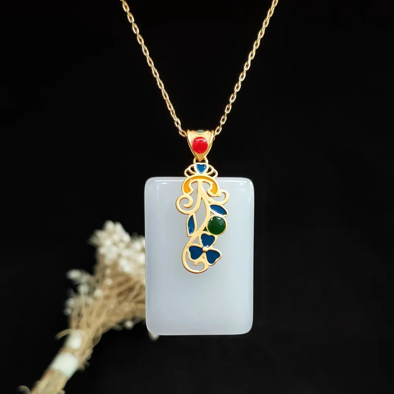 Men Accessories Silver - Liontin Kalung Giok Jimat Kalsedon 925