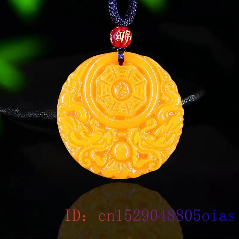 Men Accessories For Gift - Hadiah Liontin Naga Giok Kuning Kalung