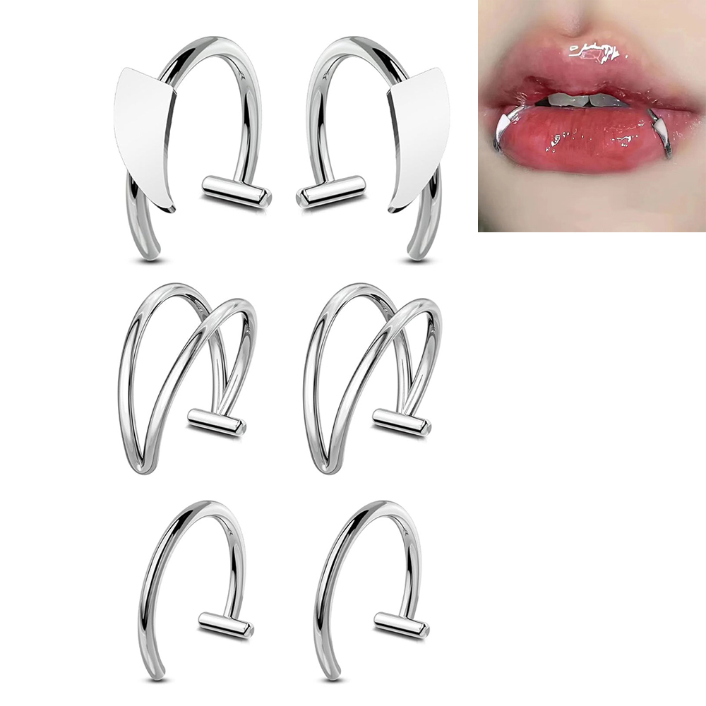 Men'S Vampire Accessories - 6pcs Cincin Bibir Palsu Stainless Steel
