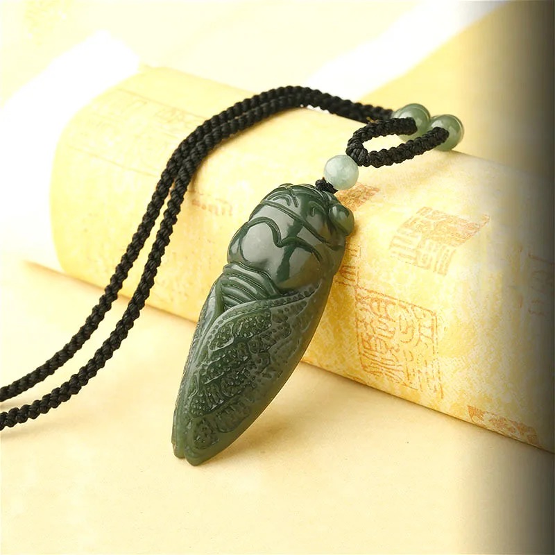 Alami Hetian Giok Cicada Liont - Men Accessories For Gift ulasan dan harga