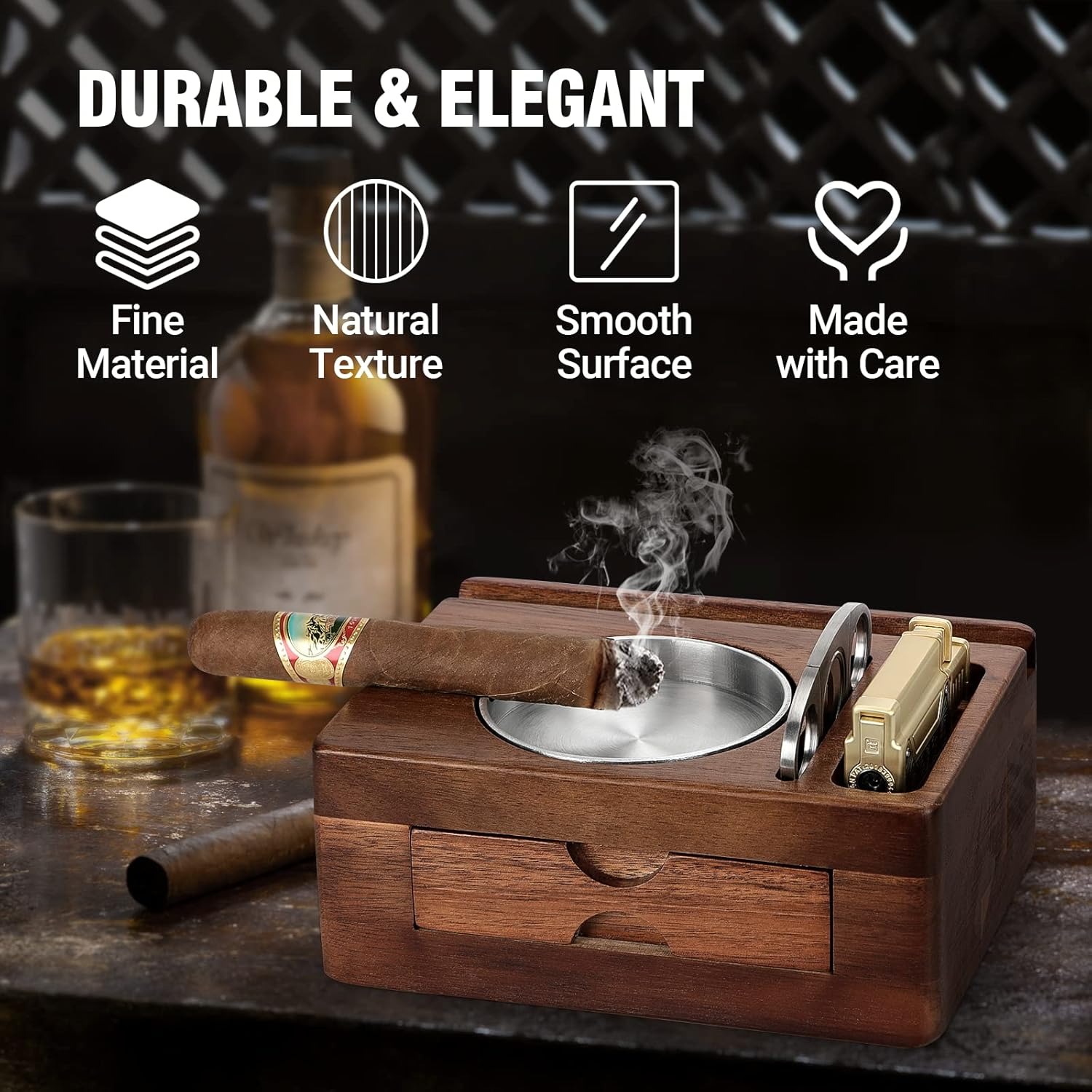 Asbak Kayu dengan Tempat Ponse - Men Accessories Drawer ulasan dan harga