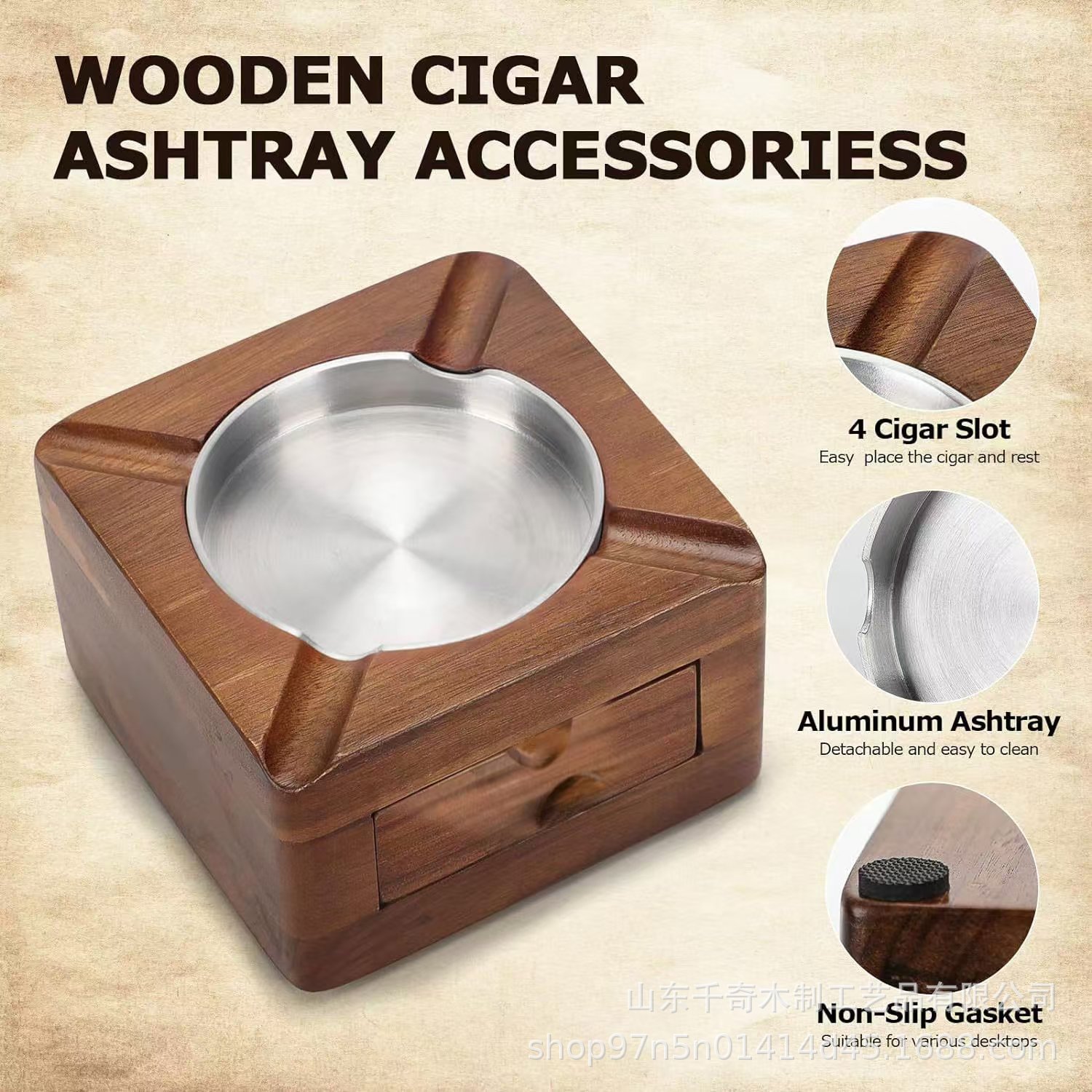 Asbak Cerutu Kayu dengan Laci, - Men Accessories Drawer ulasan dan harga