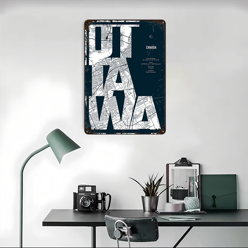 Poster Logam Cetak Seni Peta O - Men'S Accessories Canada ulasan dan harga